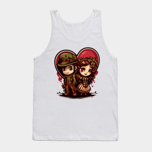 Elegantly dressed 19th century couple on Valentine's Day Tank Top